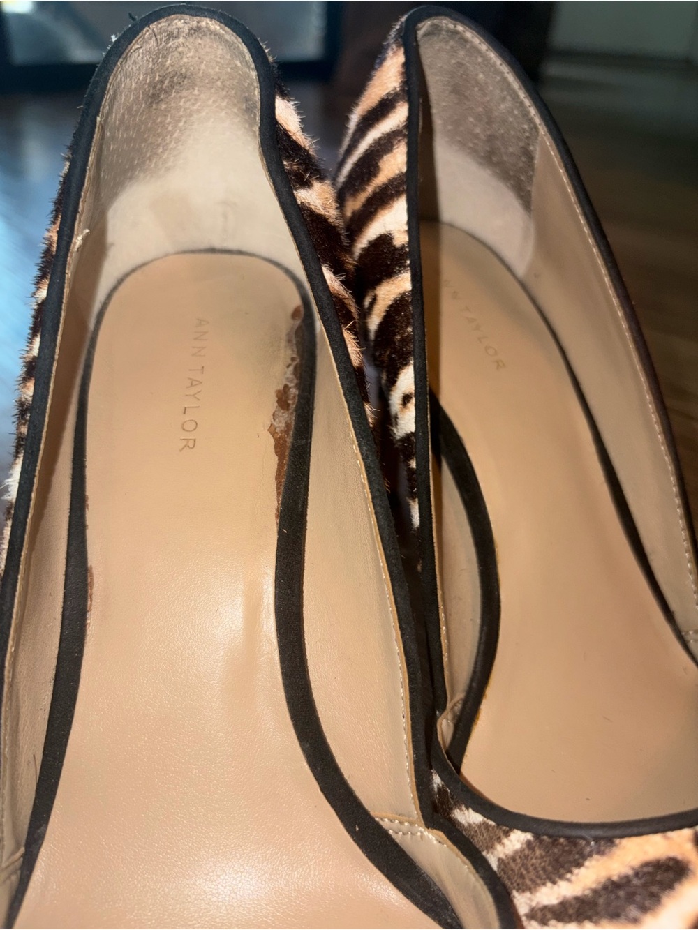 Ann Taylor Leopard-Print Pointed Toe Pumps in Brown and Black - Picture 2 of 4